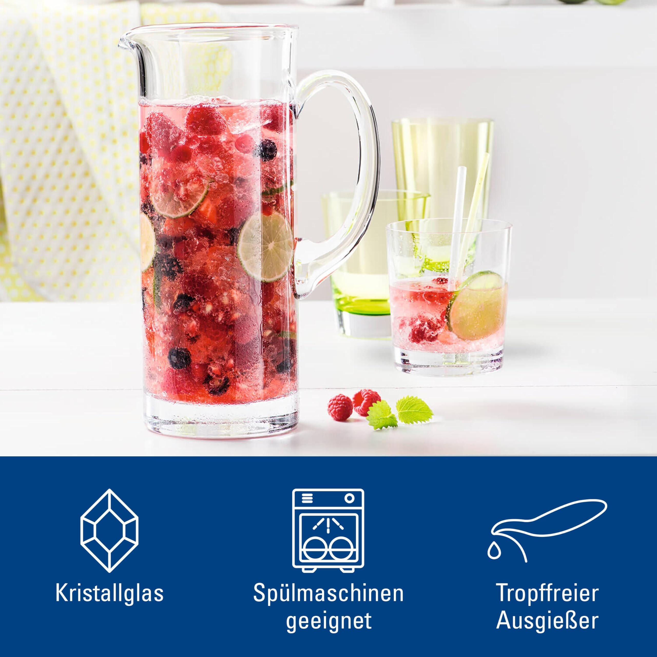 Villeroy & Boch - Entree Glaskrug Klar, Spülmaschinenfest, Karaffe, Glaskaraffe, Wasserkaraffe, Krug, Nachttisch Glaskaraffe, Transparente Kanne, Kanne Transparent, Kristallglas