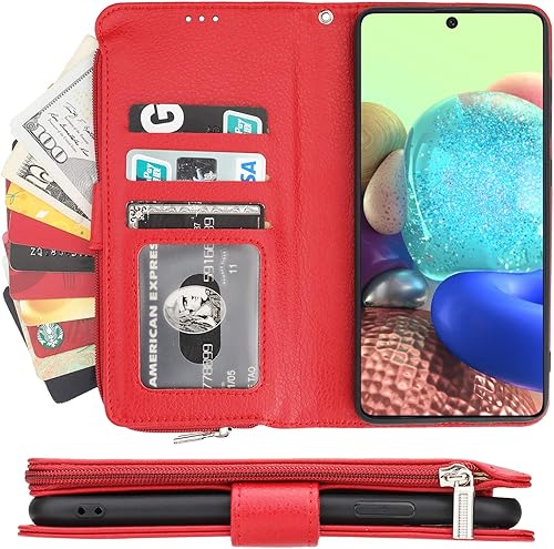 ShunJieTech Funda para Samsung Galaxy A71, A71 4G, piel sintética, con bolsillo, cierre magnético, con compartimento para tarjetas y ranuras para