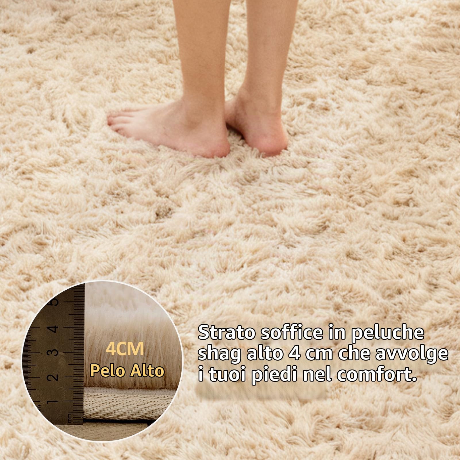OMERAI Tappeto Soggiorno Morbido Tappeti Camera Soggiorno Pelosi Camera da Letto Morbido Tappeti Soffici in Velluto per, Adatto per Tappeto per Soggiorno Beige 150x240cm