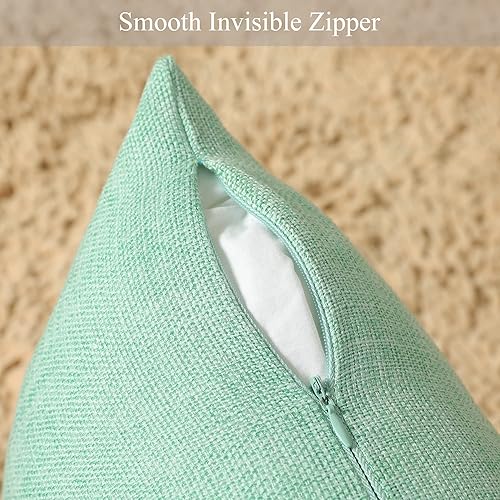 Miniatura 3 de Stellhome Juego de 2 fundas de almohada de arpillera de lino sólido para cama, sofá, banco, 24 x 24 pulgadas (23.6 x 23.6 in), color verde