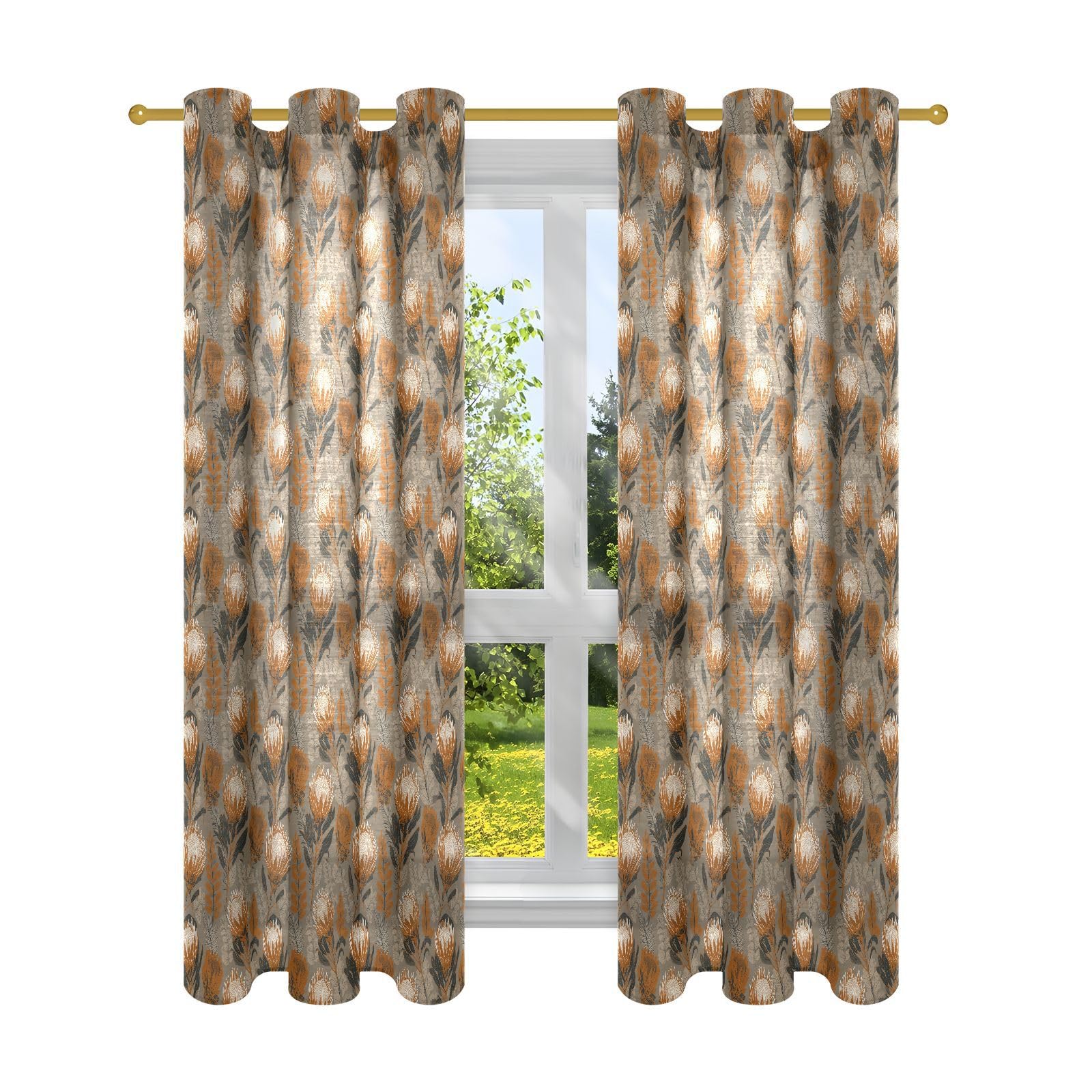Cortinas filtrantes de luz con diseño de flor de África para ventanas