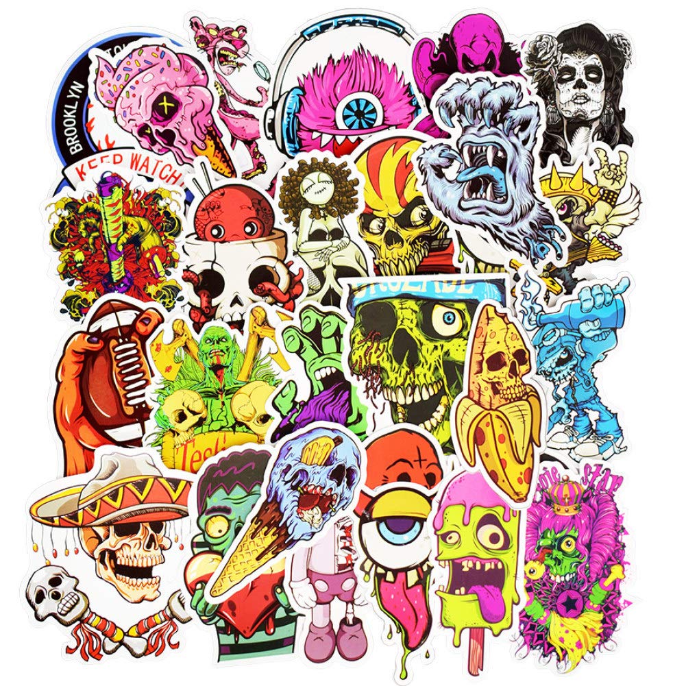 50pcs Horror Stickers Pack Halloween Zombies Stickers for Children Laptop Kids Cars Motorcycle Bicycle Skateboard Suitcase Luggage Bumper