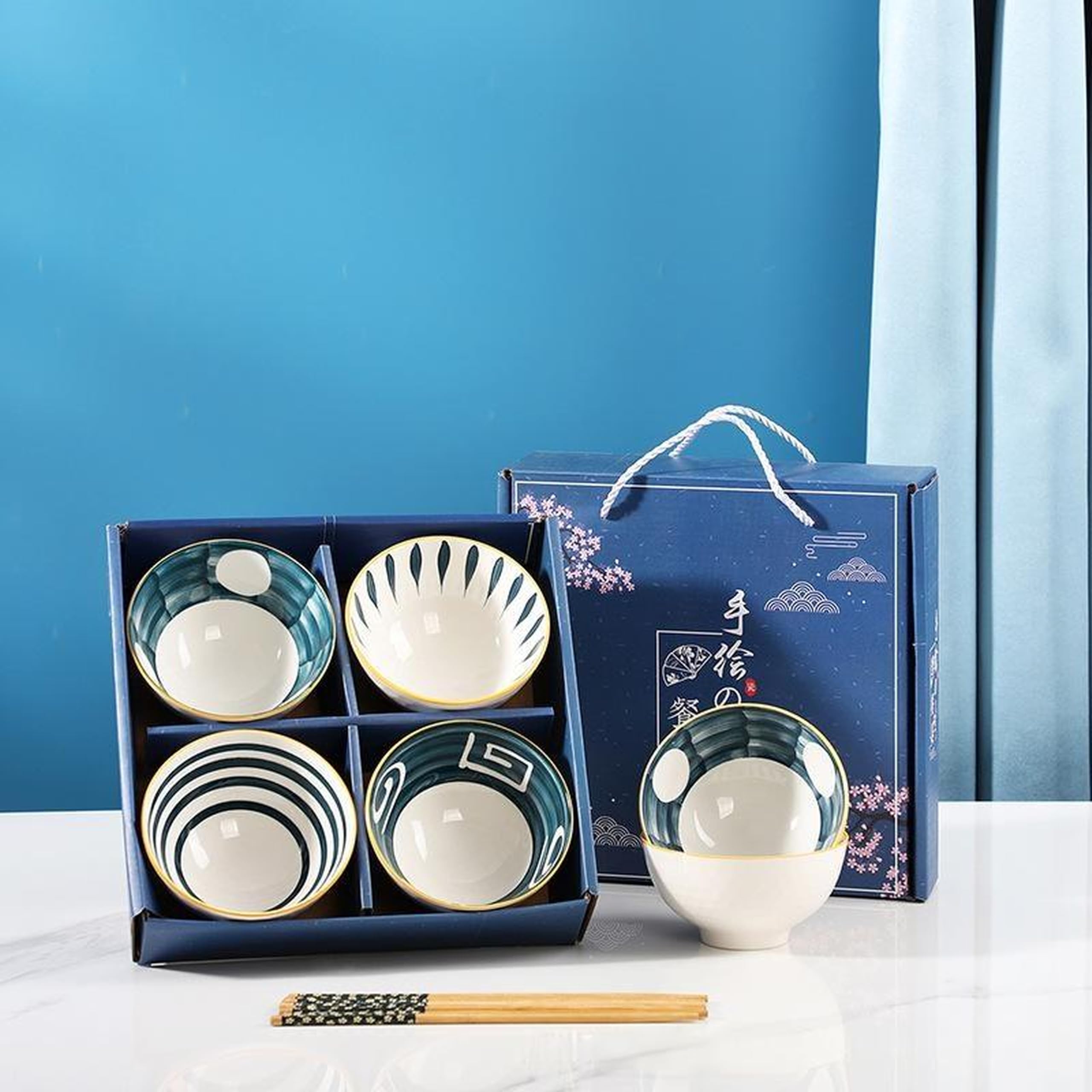 Ceramic Bowl Set - 4 Stylish Serving Bowls -8