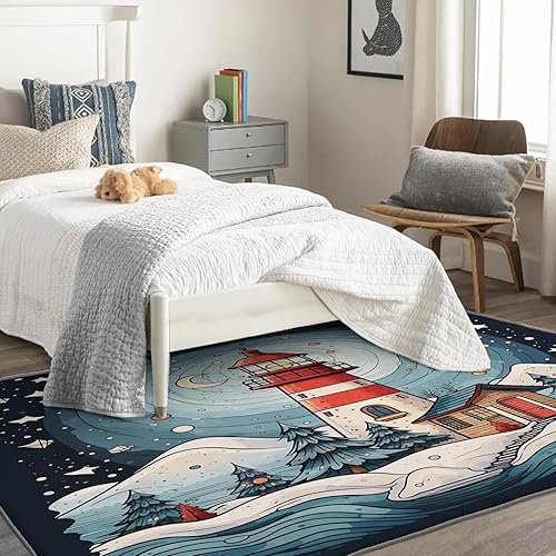 Miniatura 2 de Alfombra de faro y decoración del hogar, alfombra de 2 x 3 pies, alfombra temática navideña para entrada, sala de estar, dormitorio, alfombra