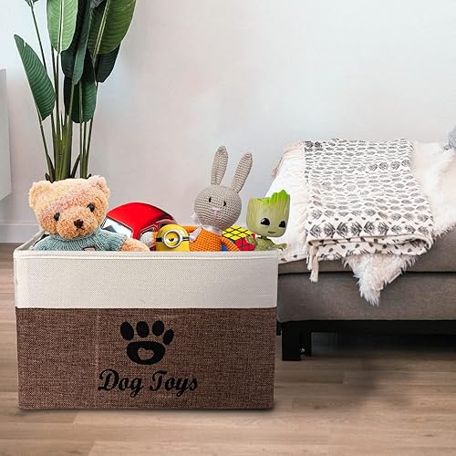 Miniatura 3 de FJZFING Contenedores de almacenamiento plegables para perros y mascotas, caja de juguetes con asas, cesta de almacenamiento organizadora para