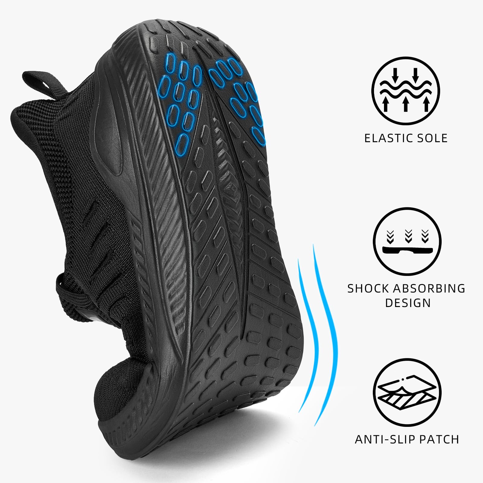 VRCLUB Mens Wide Sneakers - Slip On Memory Foam Walking Shoes Breathable Non Slip Tennis Running Shoe Ultra Lightweight Comfortable Workout Gym Jogging and Casual Sports — view 6