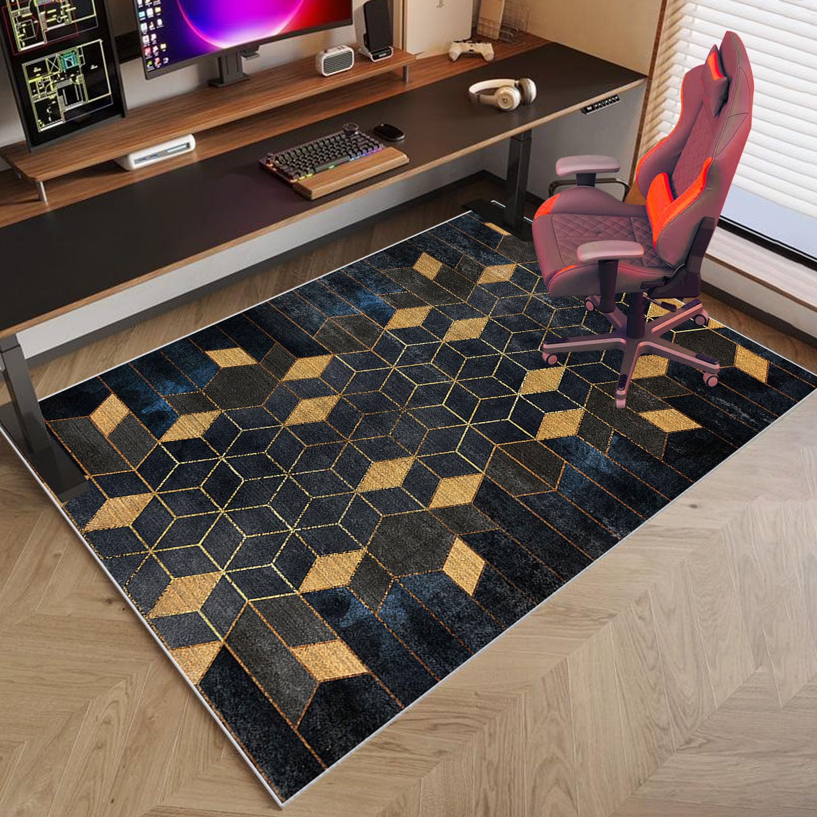 Tkuhknag Tappeto Per Sedia Ufficio Gaming Tappetino Per Pavimenti 120 X 140 Cm Tappetini Per Sedia Da Ufficio Per Pavimenti Antiscivolo Protettivo Rettangolare Tappetino Di Protezione Per Pavimento - 8