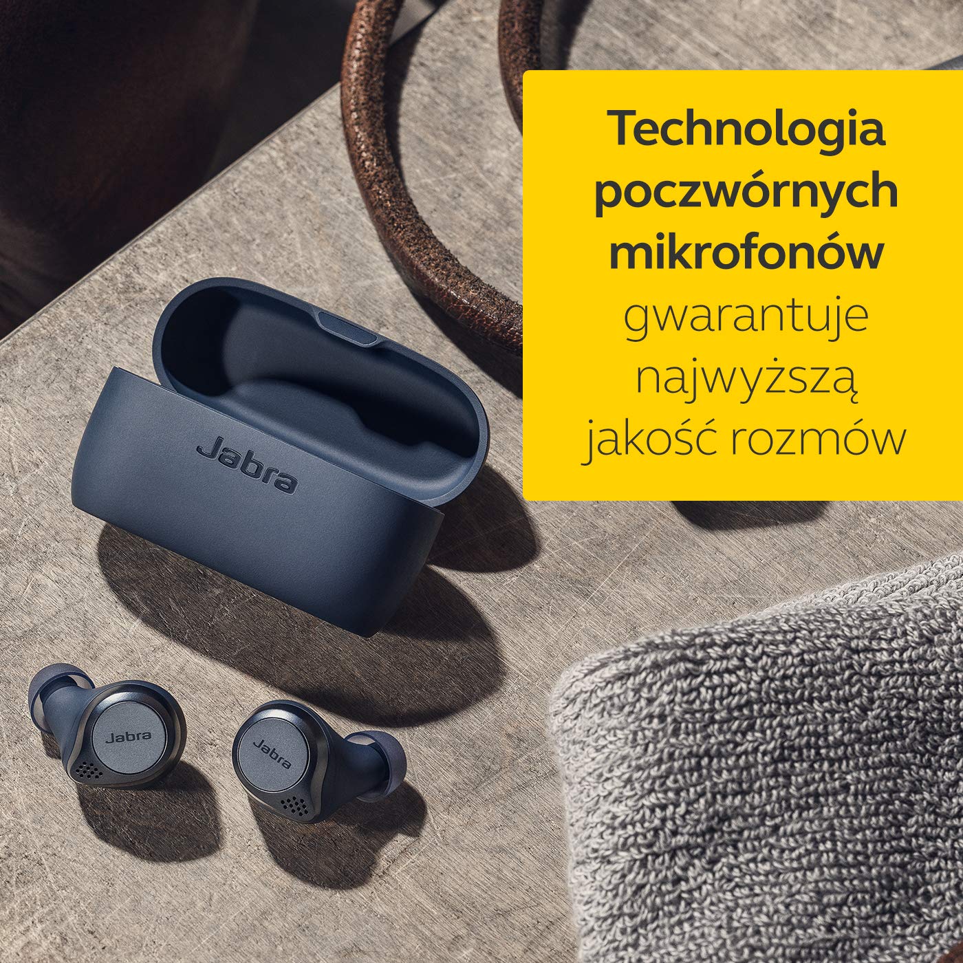 Jabra Elite Active 75t - prawdziwie bezprzewodowe, sportowe słuchawki douszne z pasywną redukcją szumów i długą żywotnością baterii do połączeń i muzyki - granatowy