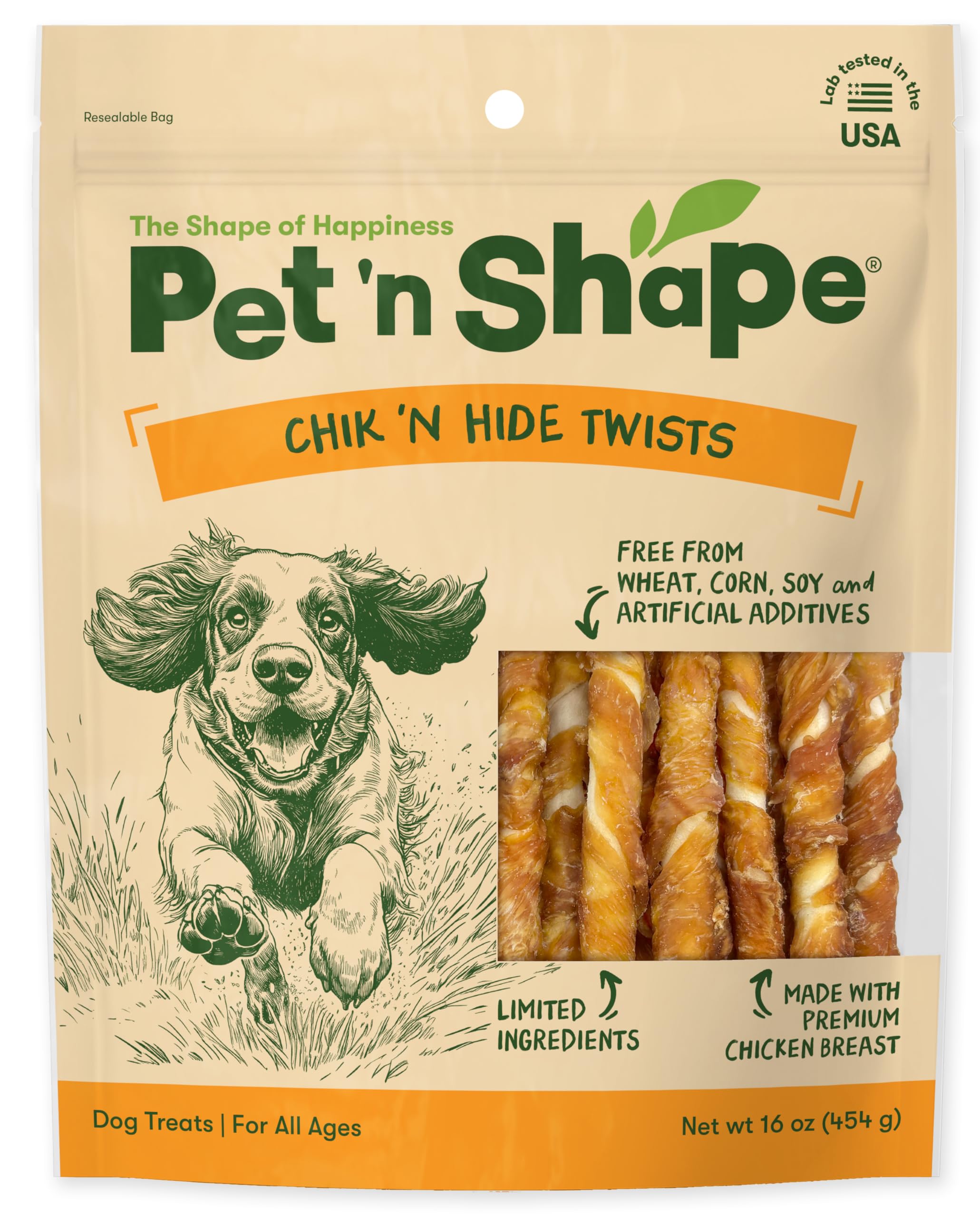 Chik 'n Hide Twists – Chicken Wrapped Rawhide Natural Dog Treats, Small, 16 oz