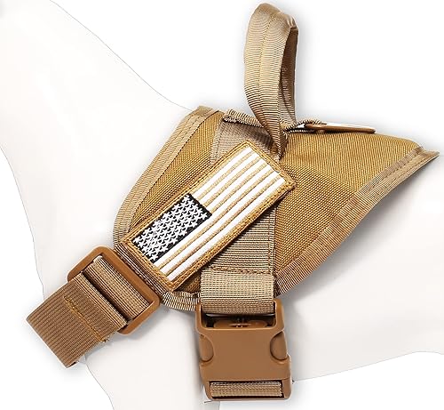 Arnés táctico para perros grandes, arnés para perros de servicio, arnés sin tirones para mascotas con parche, chaleco de estilo militar, arnés