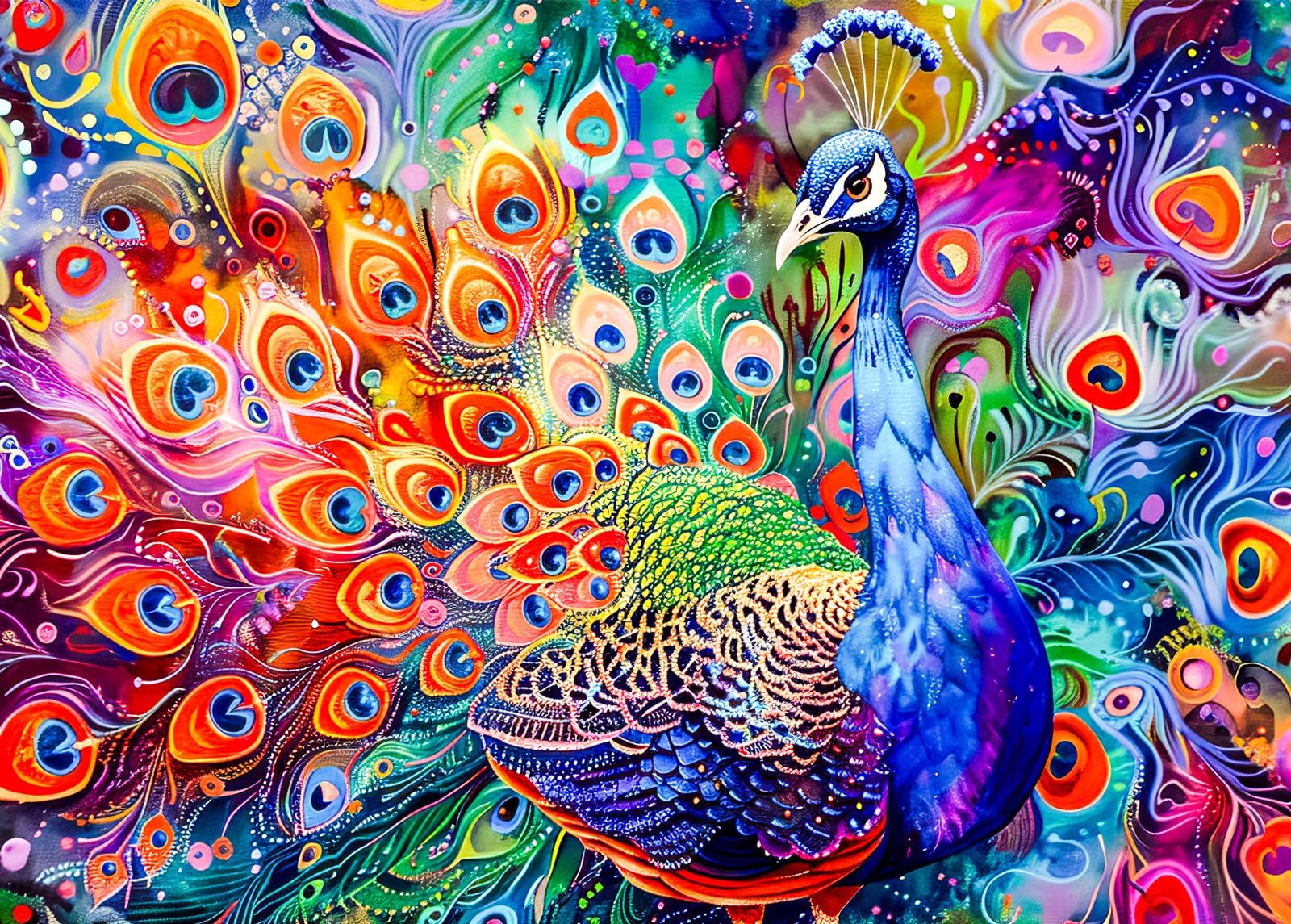 Bullglesup Jigsaw Puzzles for Adults 1000 Pieces, Peacock with Poster Interlock Perfectly Letter on Back No Dust, Home Decor Birthday Party Gift Toy for Men Women Elders Seniors (27.5"x19.6") โ image 1