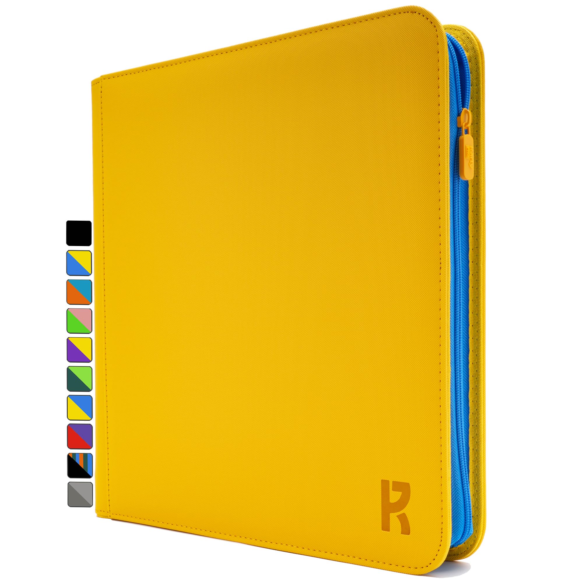 16 Pocket Trading Card Zip Binder, 1000+ Cards,TD-Tec Album Material, 32 Side-Loading Ringless Pages, Folder for Collectible TCG,MTG and More - Yellow & Ocean Blue(LE-100) - 16Pocket - Yellow & Ocean Blue