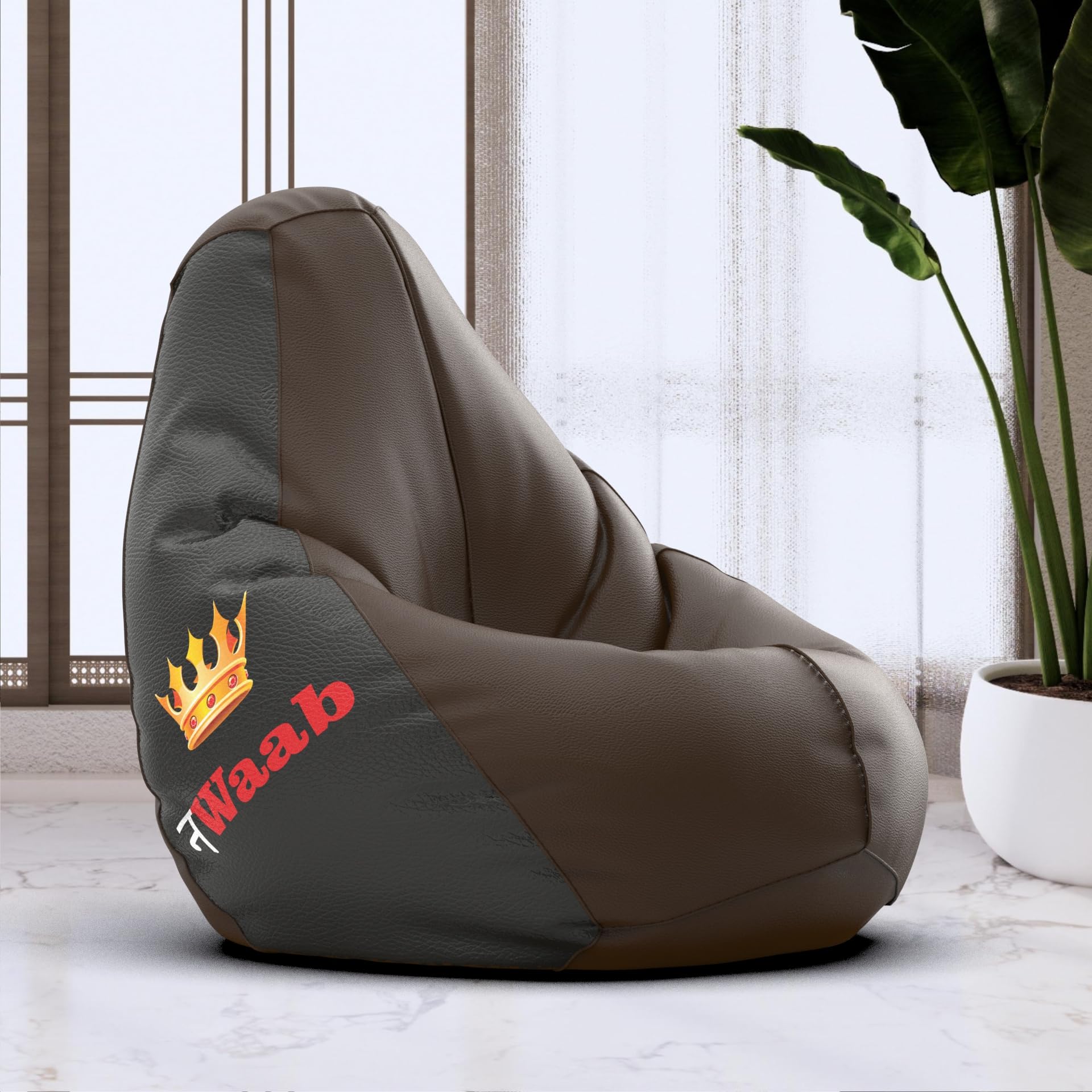 Bean Bag Chair Cover | Size: 6XL | Color: Nawaab - Brown Black | Without Beans | Premium Leatherette Cover (CMF 2314)-image-35