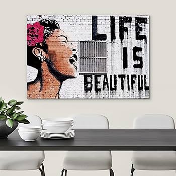 Amazon.com: SIGNWIN Framed Canvas Wall Art Banksy Life is