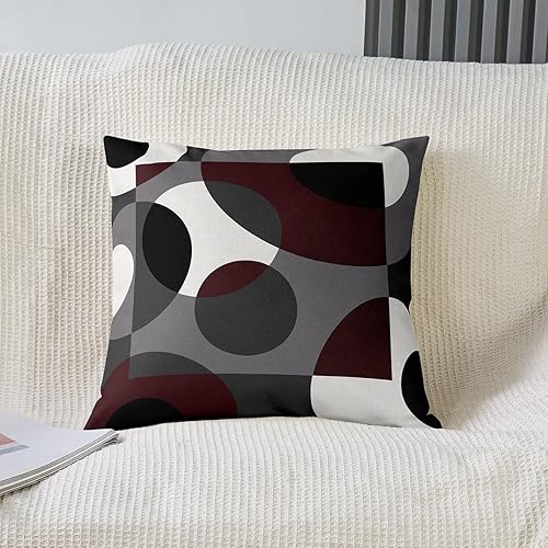 Miniatura 8 de Juego de 2 fundas de cojín geométricas circulares a rayas, fundas de cojín modernas, retro, con ojales, amarillo, gris, blanco, estilo bohemio,