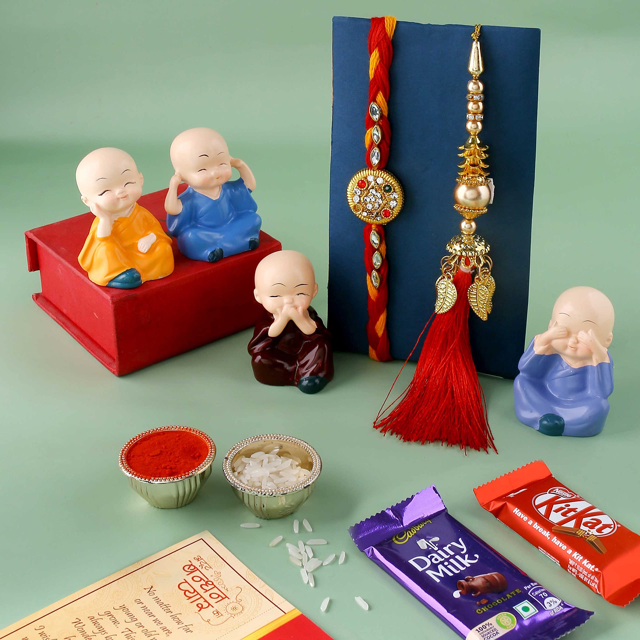 CraftVatika Rakhi Gift for Brother and Bhabhi with Gift Chocolate Hamper - Red Floral Lumba Rakhi for Bhabhi with Miniature Gift (B0B4RWYFTX) Amazon Price History, Amazon Price Tracker