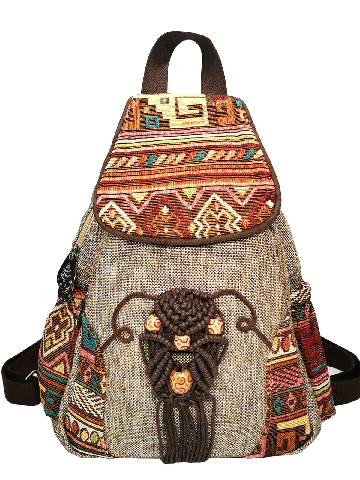 Cotton Boho Small Backpack Fashion Hand Knitting Mini Chest Bag for Women