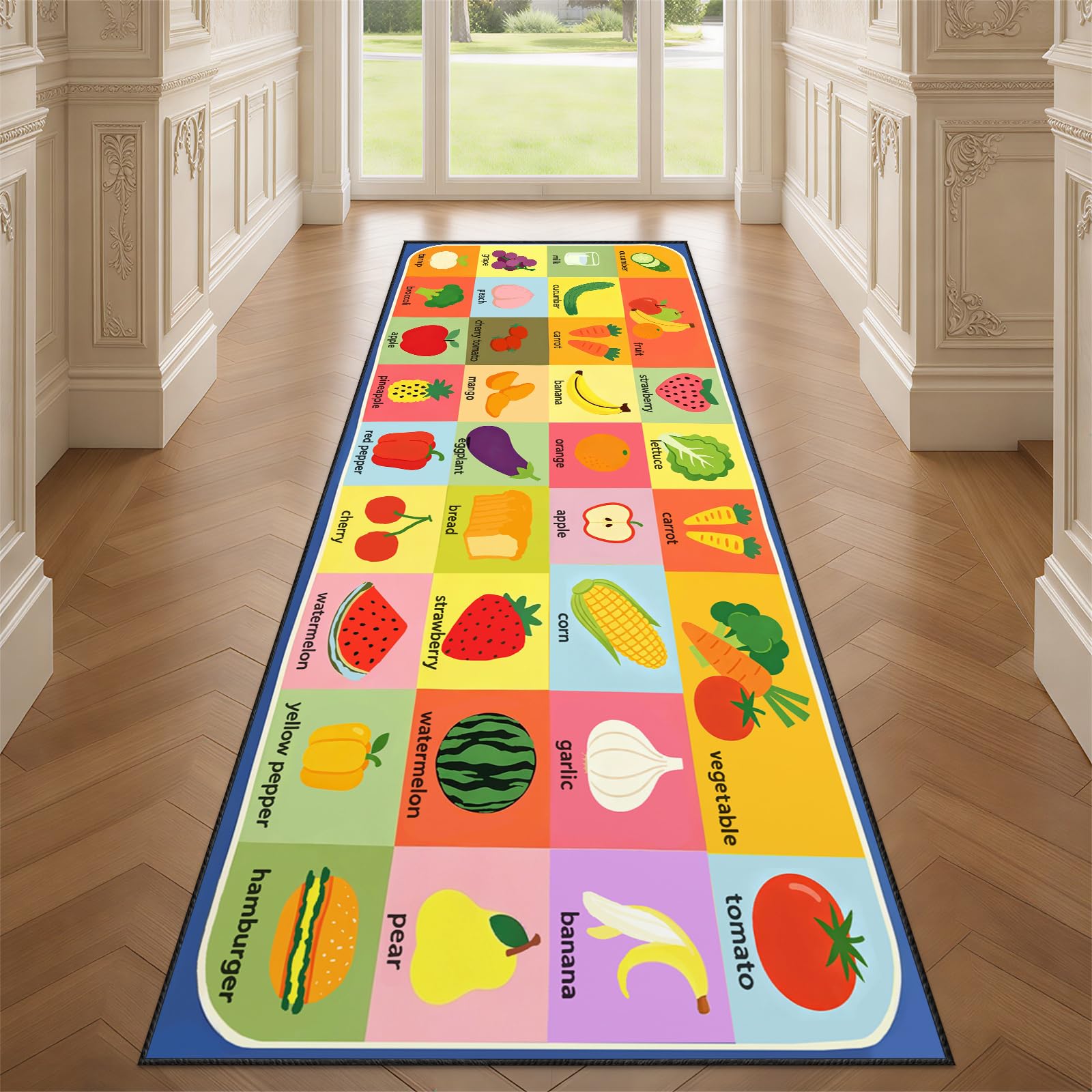 YEMYOR Kids Fruit Vegetable Carpet Runner 60x300cm