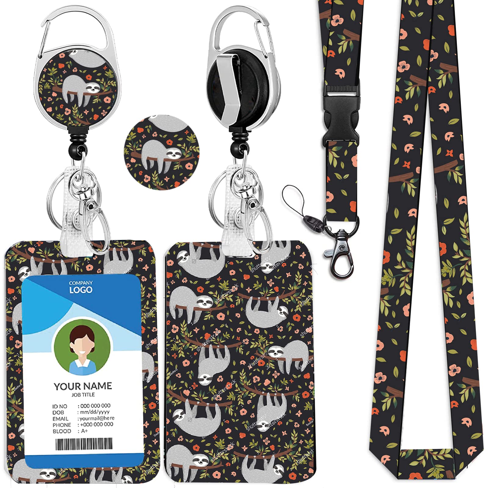 bolimoss Retractable Lanyard with Card Holder,USA Flag Lanyards with Retractable Badge Reel Clip,Plastic Id Badge Holder,for Lanyard id Card Holder,Key Holder Keyring — image 1