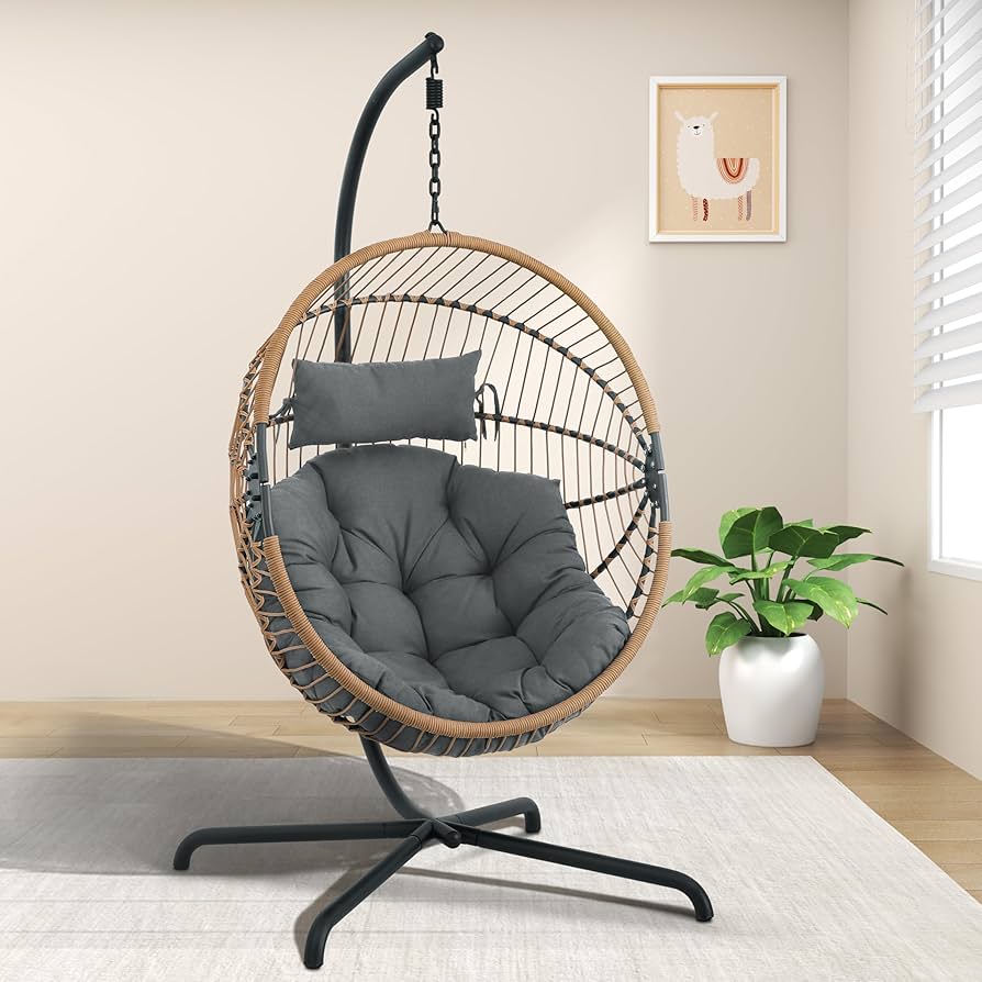 テーブル・チェア・ハンモック asimocrafts asigrille_ztable Amazon.com: GREEN MORE Oversized Egg Swing Chair with Stand