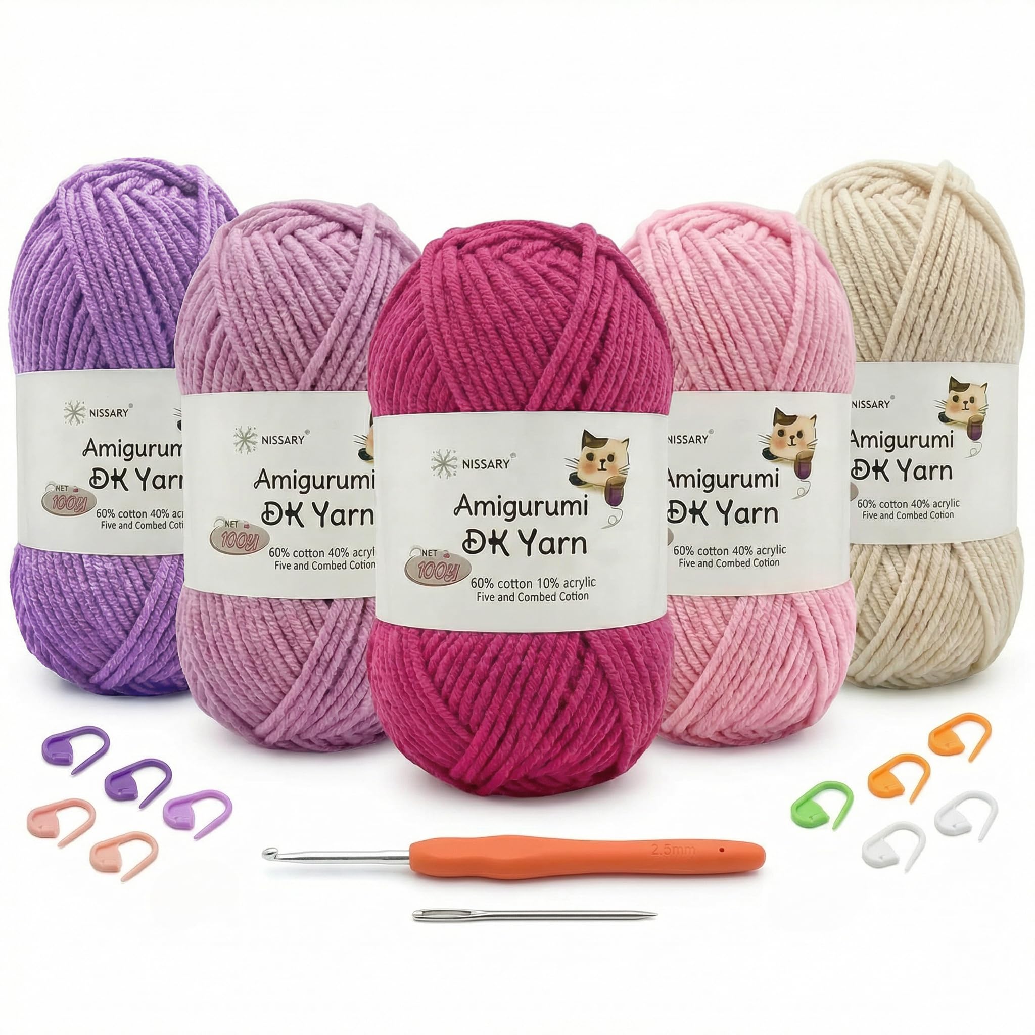 Häkelgarn,100g Baumwoll-DK-Garn 60% Baumwolle, 40% Acryl