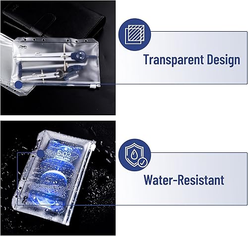 Miniatura 4 de Mr. Pen - Insertos y sobres de carpeta A6, paquete de 8, 6 agujeros, bolsas transparentes con cremallera