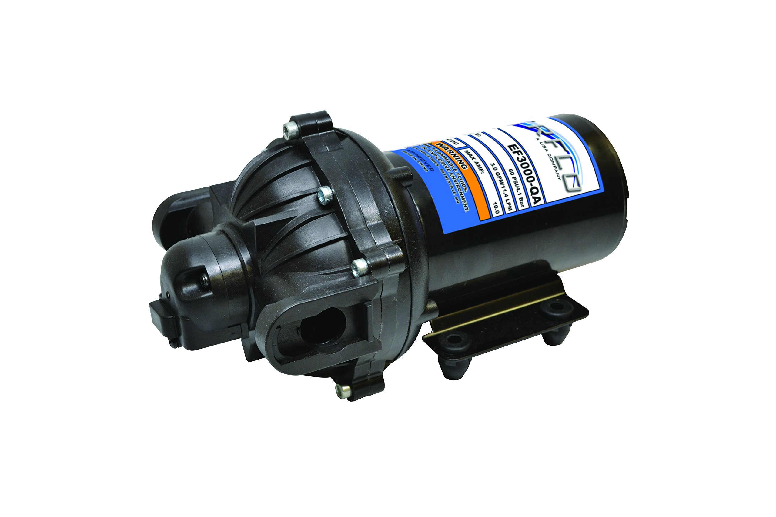 Everflo 12V On-Demand Diaphragm Pump - 3.0GPM, 60 PSI, Quick Attach Ports