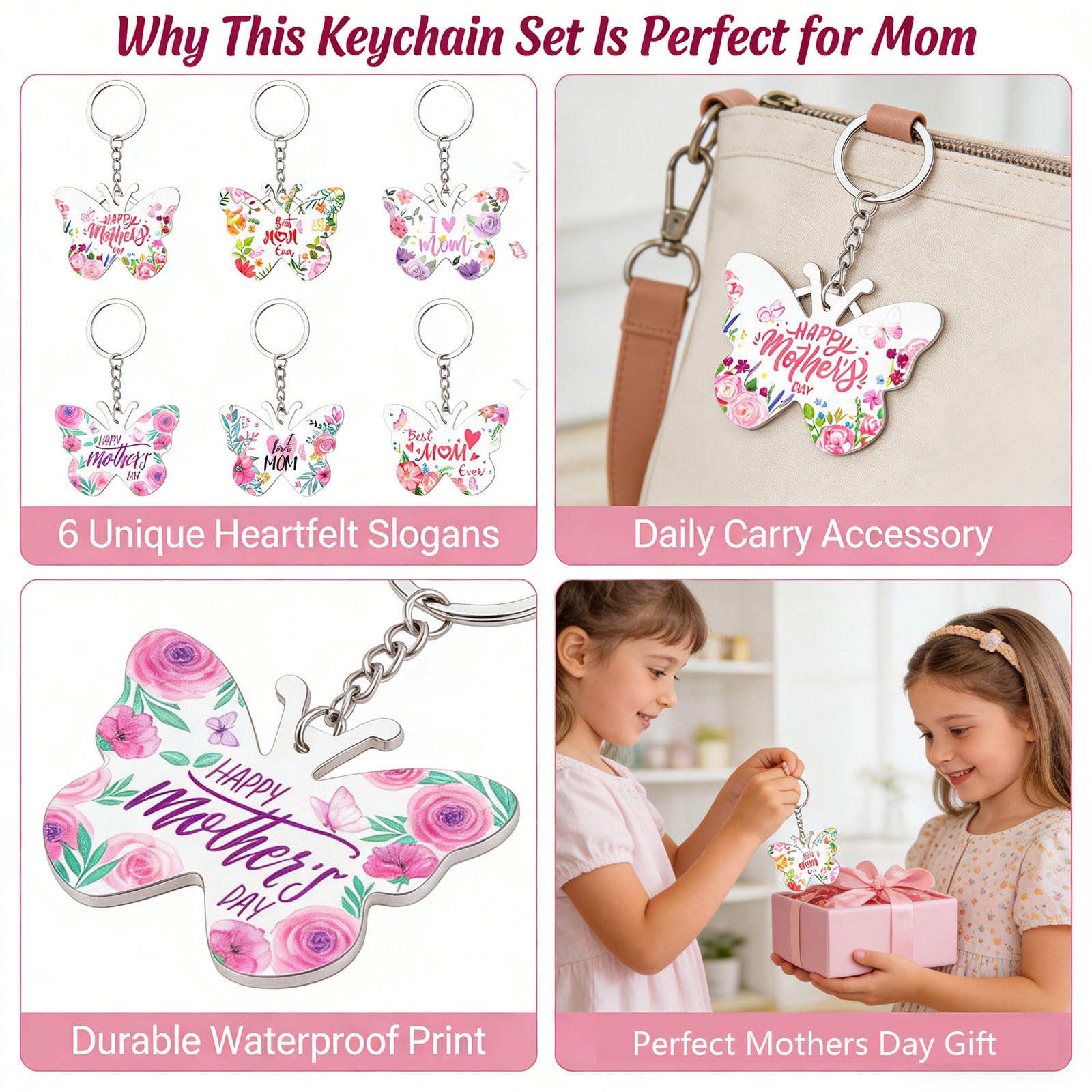 24 llaveros para el día de la madre, llaveros acrílicos de mariposa floral para mamá de hija e hijo, regalos a granel, regalos de fiesta del día de la madre para mujeres, iglesia y — view 5