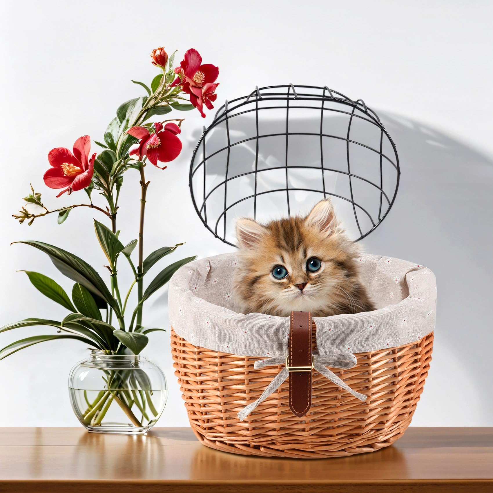 Nagoyuki Gatto Cane Bicicletta Anteriore Manubrio Cestino Animali Domestici Tessuto Mano Wicker Bici Da Strada Cestino Pet Gatto Cane Del