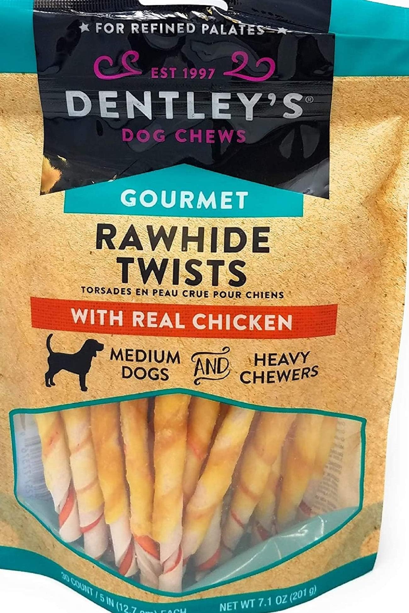Dentley's Extra Tough 5" Rawhide Rolls Dog Treats 20 Count