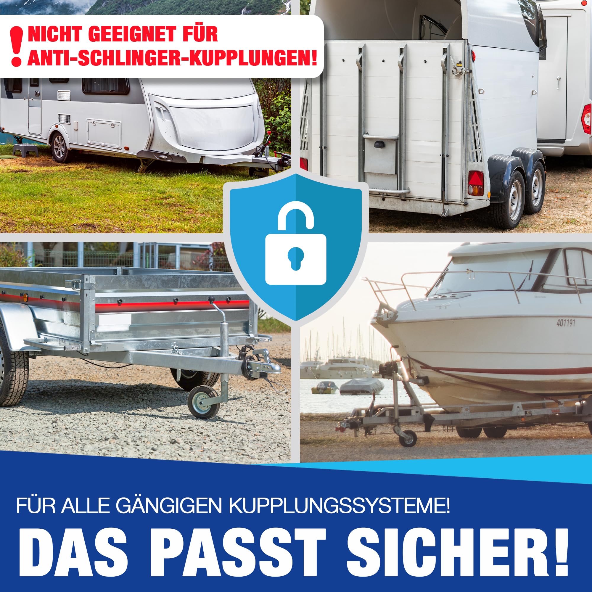 NTG – Anhängerschloss Rundschloss Diebstahlsicherung für Anhänger & Wohnwagen verzinktes Deichselschloss mit Schlüssel Kastenschloss für Anhängerkupplung robust & wetterfest Universal-Zubehör