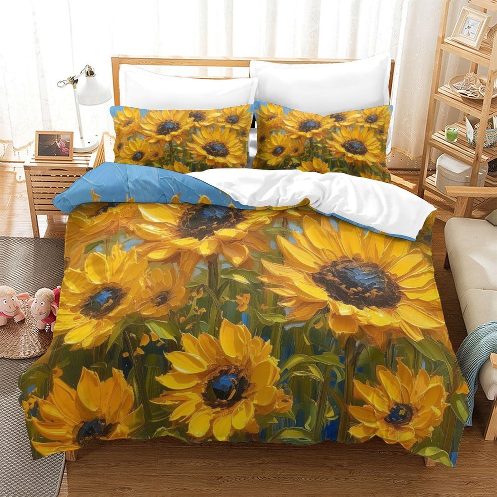 Housse de couette tournesol 3D pour transformer votre chambre en un havre de paix en microfibre