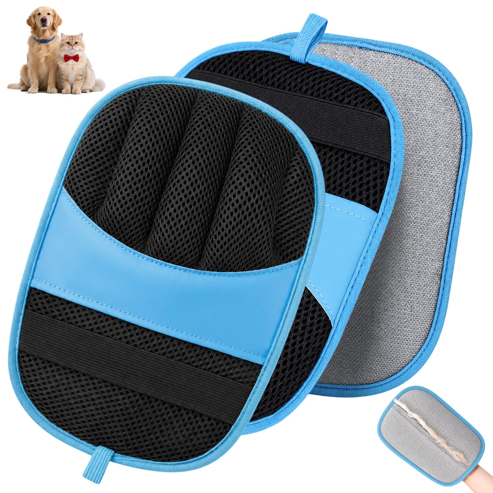 KAZGVN Pet Hair Removal Glove, 2 PCS Electrostatic Magic Pet Hair Remover Brush Gloves Pet Hair for Dogs and Cats, Pet Hair Remover Glove for Cleaning Pet Hair On Carpets, Sofas, Beds, Blankets