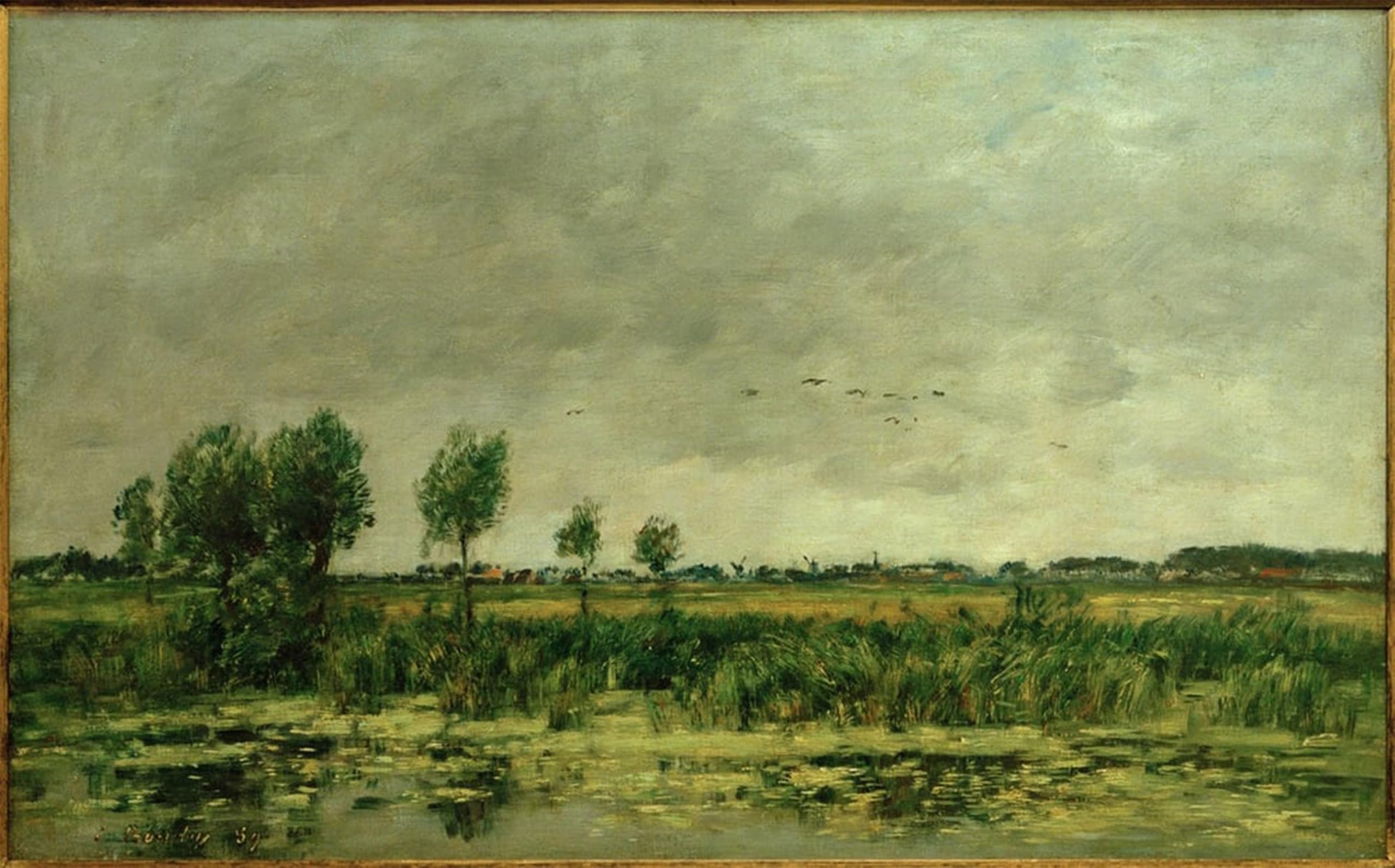 ARTXLXXBN Famous Painting Art Wall Decor Abstract Art Picture Moor At Honfleur by Eugene Louis Boudin Animal Pictures for Home Decor 60x90cm