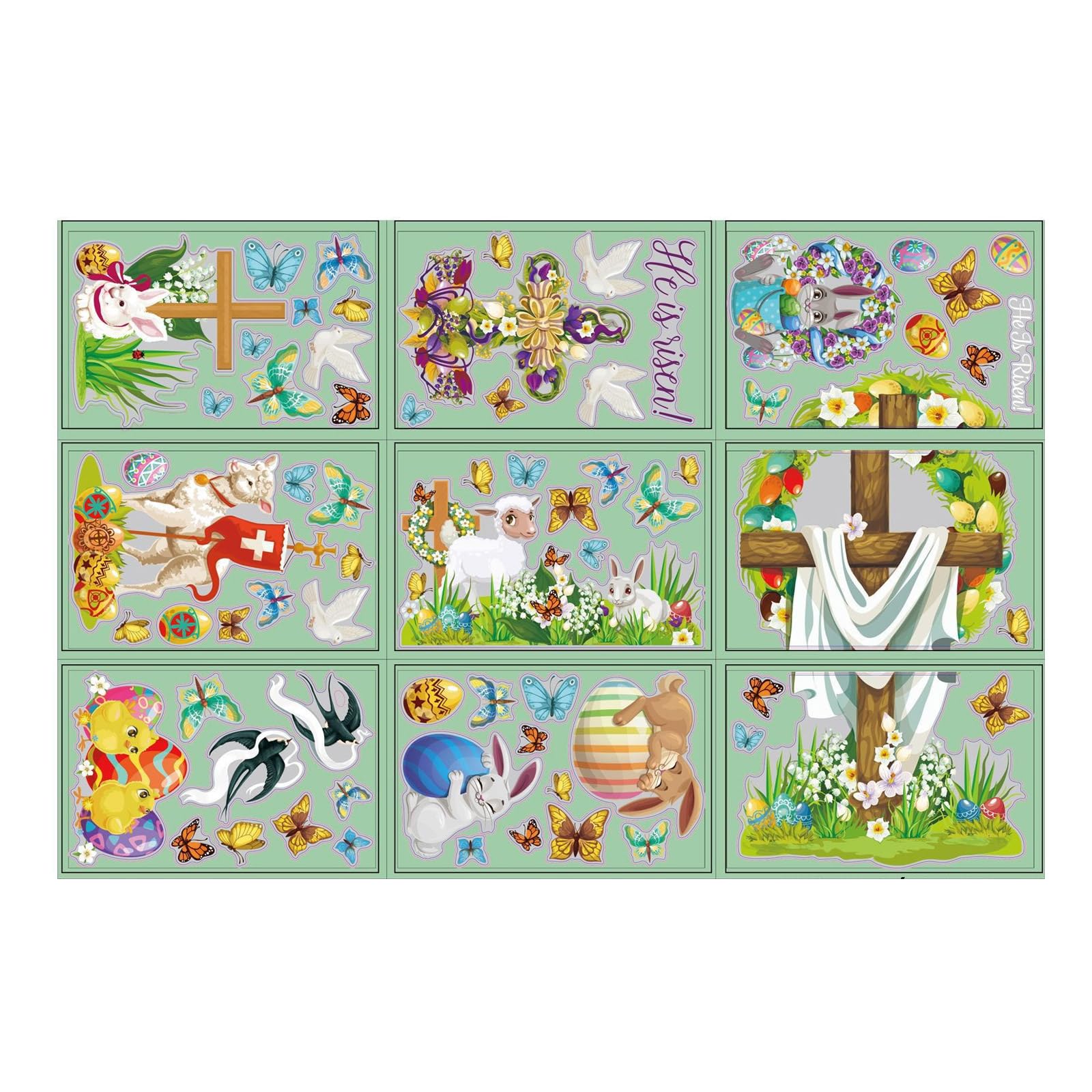 Buxuaaaa Holiday Window Cling Stickers Electrostatic Designing Enhances Celebration in Any Room 9PCS Set Religious Window Clings