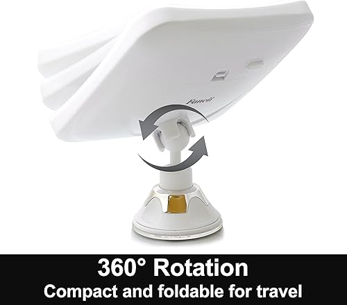 Miniatura 5 de Espejo de aumento Fancii 10x para maquillaje con luz LED espejo cosmético de viaje compacto inalámbrico succión de bloqueo 65 pulgadas rotación 360