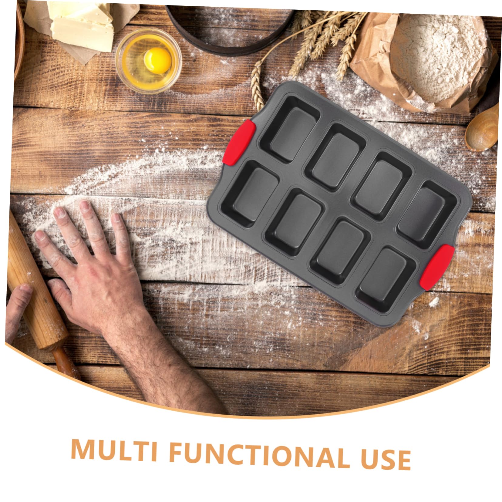Zerodeko Molde Rectangular para Cupcakes de 8 Cavidades de Acero Inoxidable con Revestimiento Antiadherente, con Mangos Resistentes al Calor para Hornear Pasteles en Casa