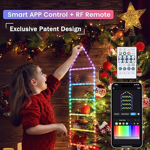 Miniatura 2 de Toodour Luz de decoración de Navidad para interiores, luces de Navidad RGB inteligentes con Bluetooth y control por aplicación, luces LED de