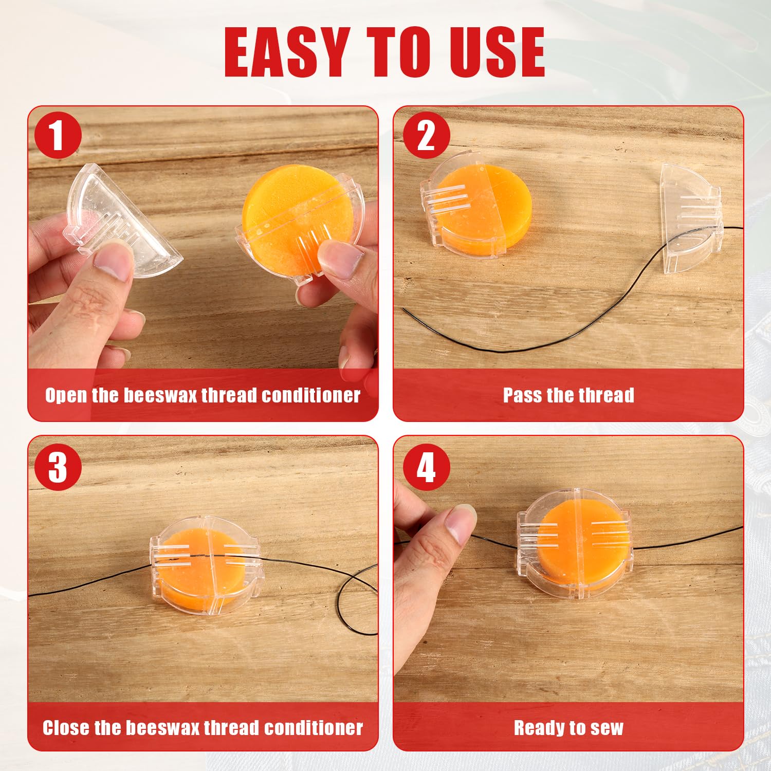 forniture per cucito Filo per cucire Cera d'api Cera inodore Balsamo per fili Cera d'api con scatola di plastica rosa per uso domestico Prodotti per cucire a mano, accessori e forniture per