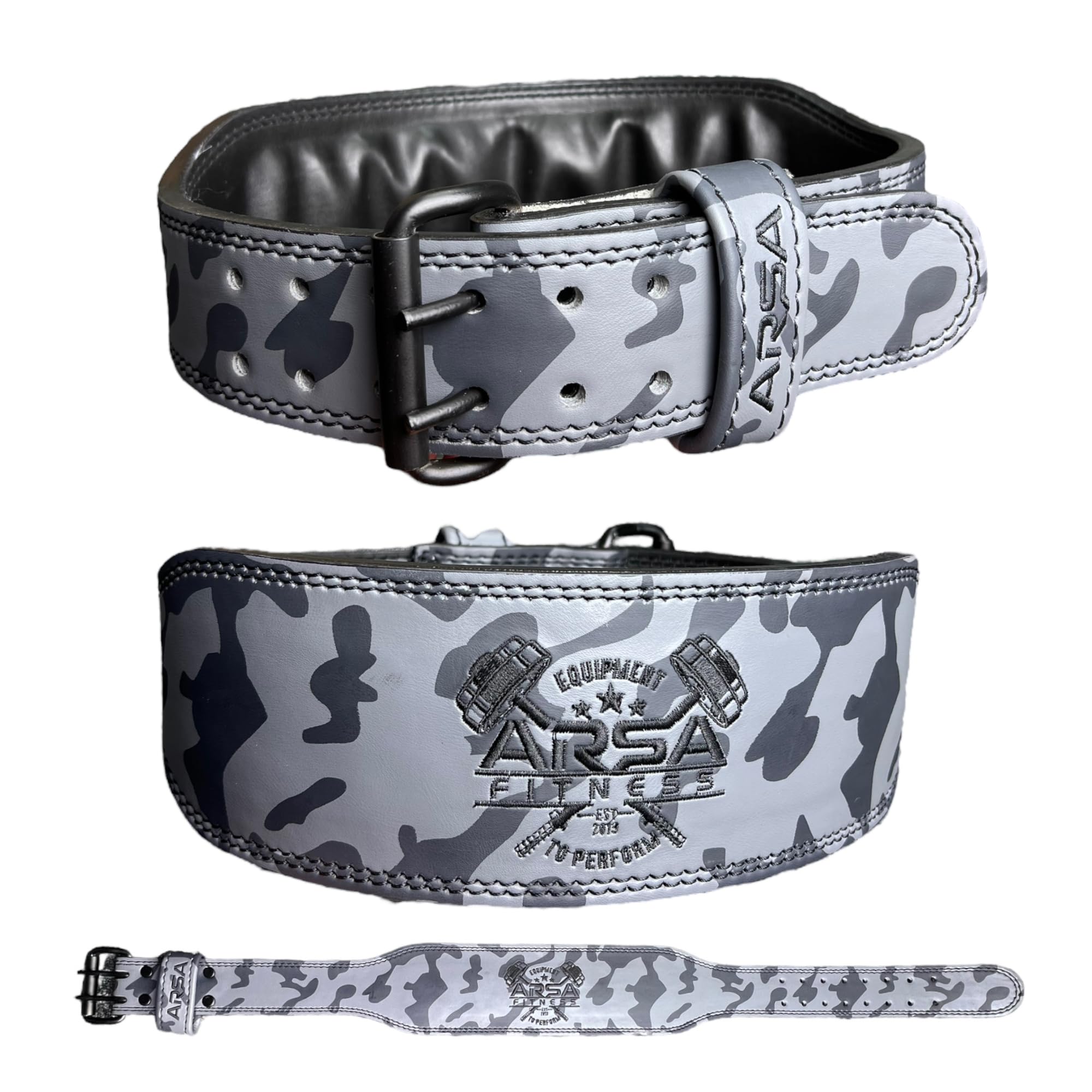 Arsa FitnessLeather Weightlifting Belt for Powerlifting, Bodybuilding, Deadlifting, Squatting, Lower Back Support Adjustable Buckle for Men & Women - Camo Series
