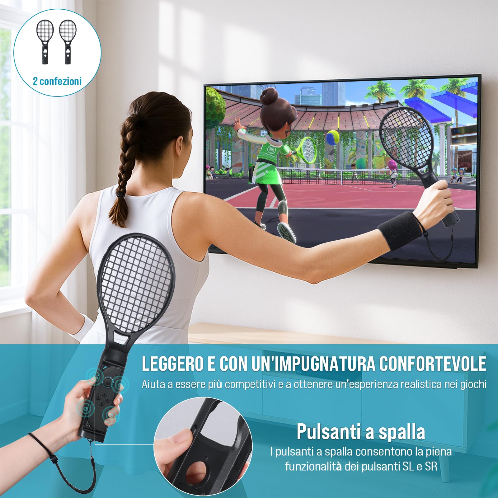LONGYI Switch 2 Set di Accessori Sportivi per Switch 2, 12 in 1 Pacchetto di Accessori Sportivi per JoyCon, Accessori per Giochi Sportivi per Famiglie con Mazze da Golf, Racchette da Tennis