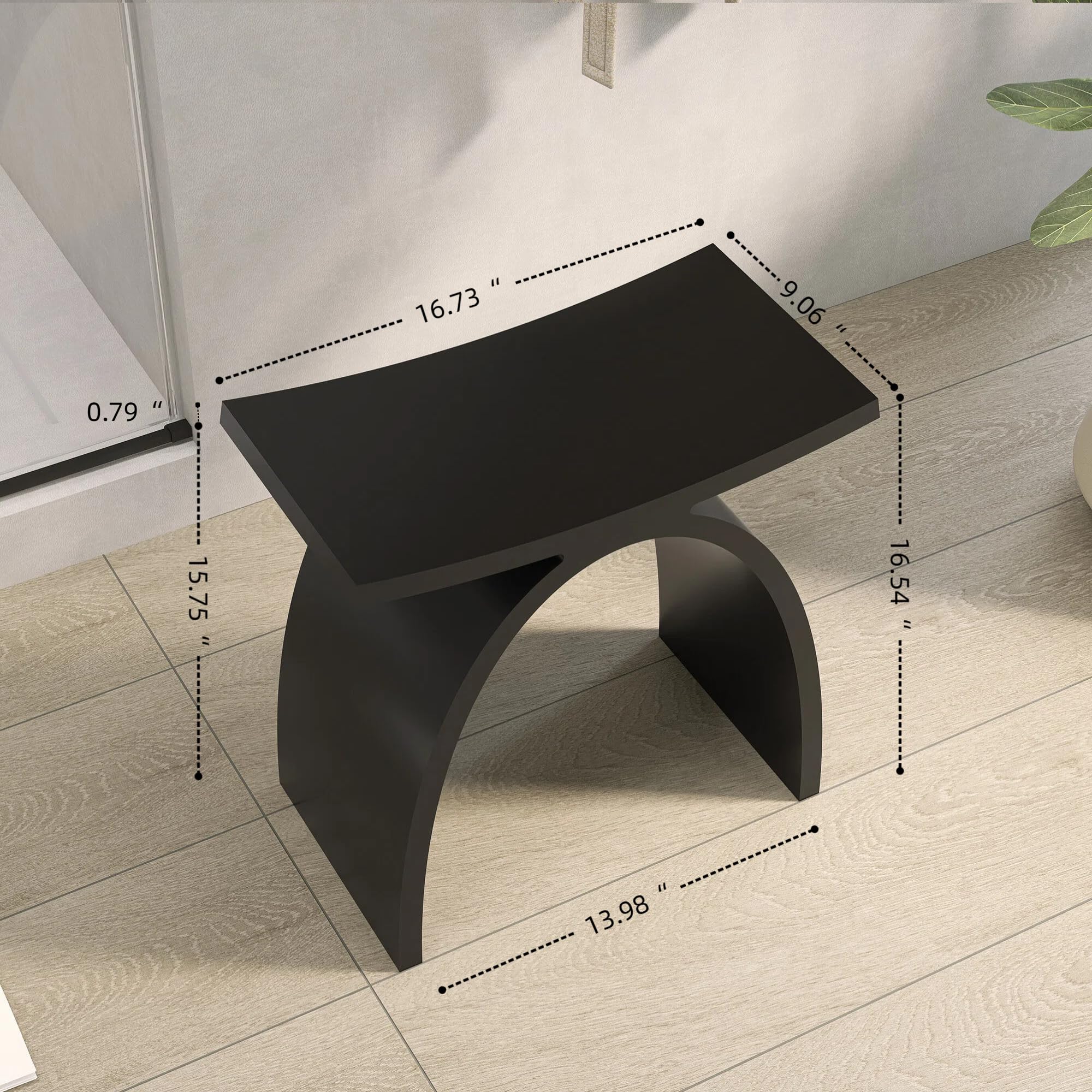 Silla de ducha, color negro, taburete de ducha impermeable, asiento de baño, apto para FSA HSA, uso médico, capacidad de peso de 400 libras, antideslizante, cómodo 17 pulgadas de altura, pesa 24