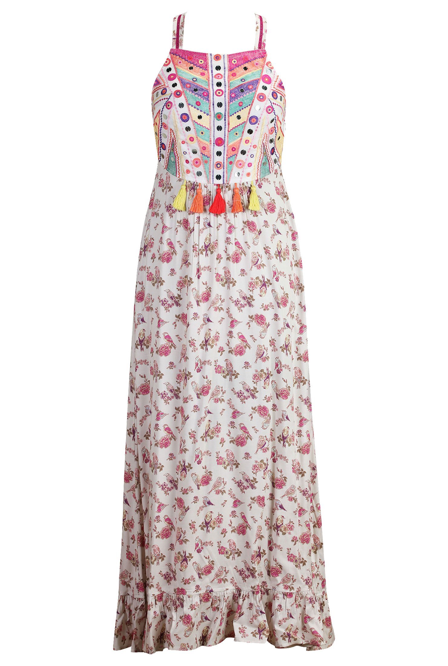 knee length dresses for ladies Eshakti Mint Green Floral Long Sleeve Midi Dress main image 1