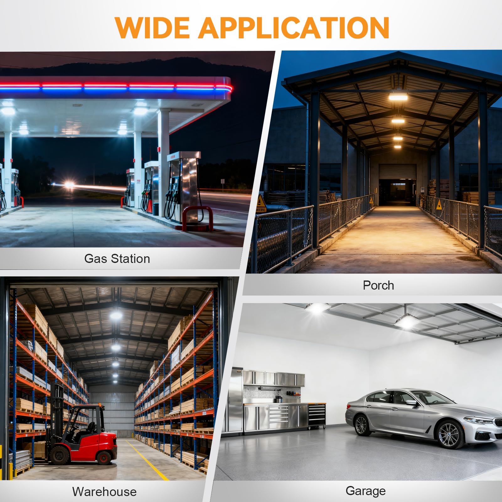 80W LED Canopy Lights Outdoor 11200LM 3000K-5000K Adjustable 120-277VAC 0-10V Dimmable IP65 Waterproof LED Shop Lights for Gas — view 9