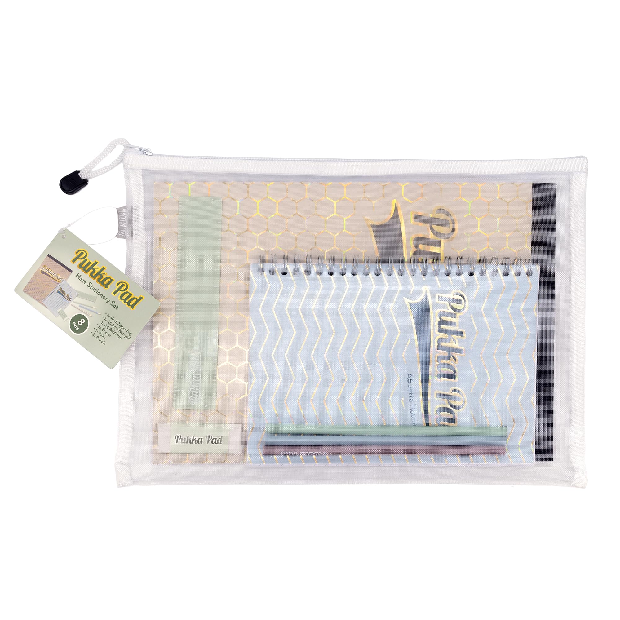 Pukka Pad Haze Stationery Bundle, Essential Back-to-School and Office Supplies Inside Reusable A4 Mesh Zipper Bag - Image 2