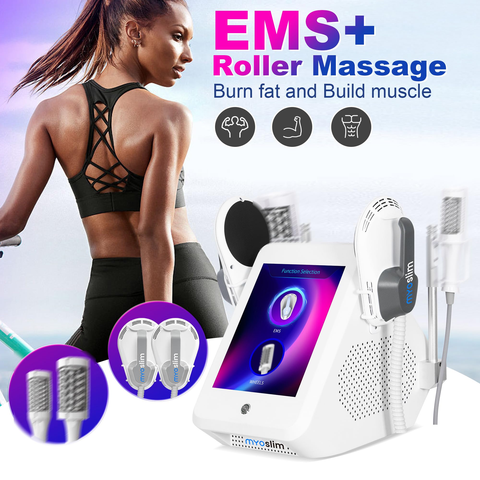 Body Sculpt Maquina Máquina de Escultura Corporal EMS 2 en 1 con Rodillos. | 6500W - 360° Inner Ball Roller & EMS Muscle Stimulator, Grasa y Celulitis Reducción, para Abdomen, Brazos, Glúteos