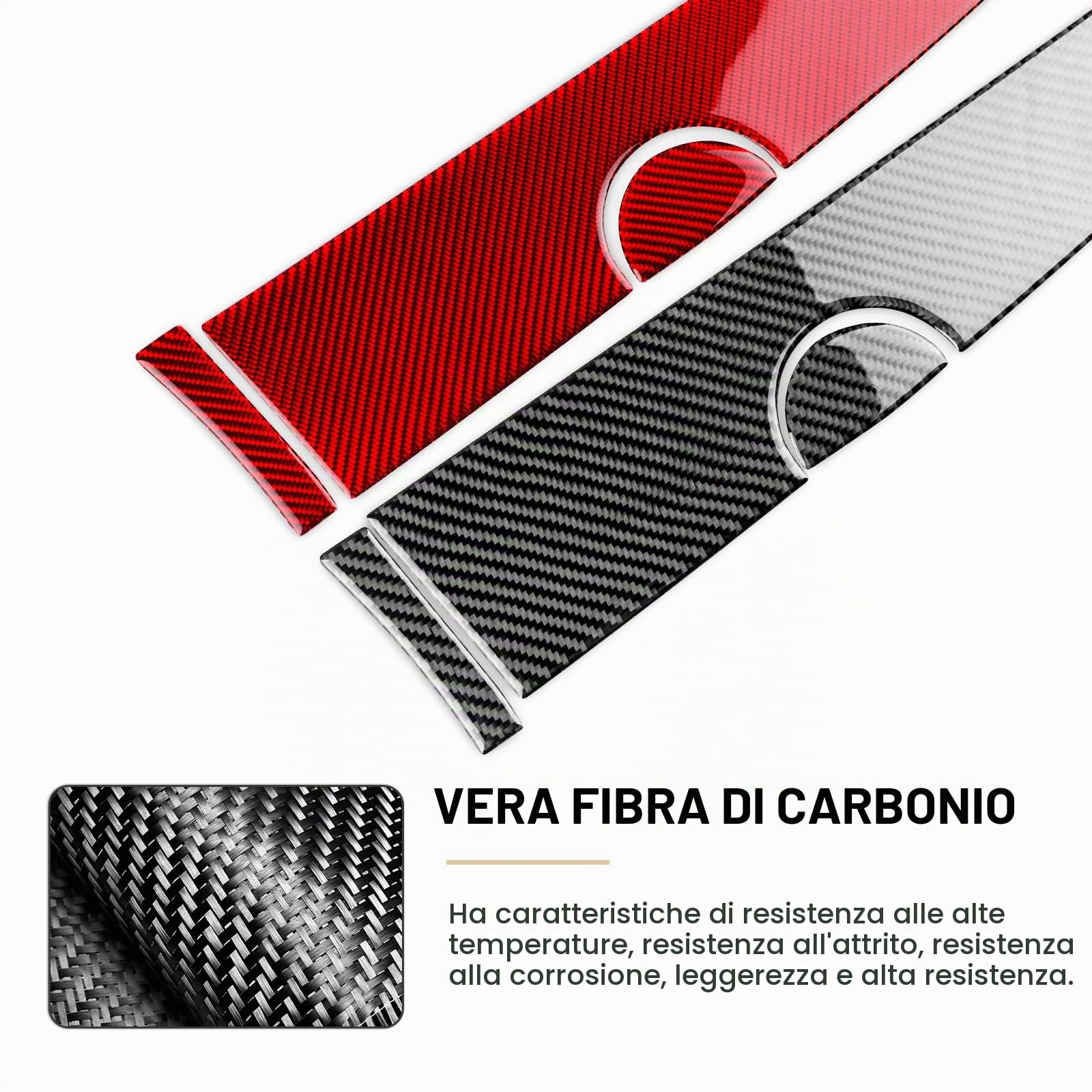 KUNGKIC Per Fiat 500 2011-2023 Abarth 595 2016-2023 Auto Passeggero Guanto Scomparto Trim Sticker Storage Box Cover Trim Fibra di carbonio Accessori Interni Regalo (Nero)
