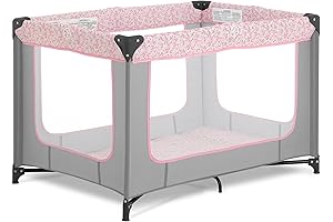 Playard for Baby Girl, Zodiak Portable Playard in Grey and Pink