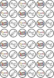 48 Thank You Edible PREMIUM THICKNESS SWEETENED VANILLA, Wafer Rice Paper Cupcake Toppers/Decorations