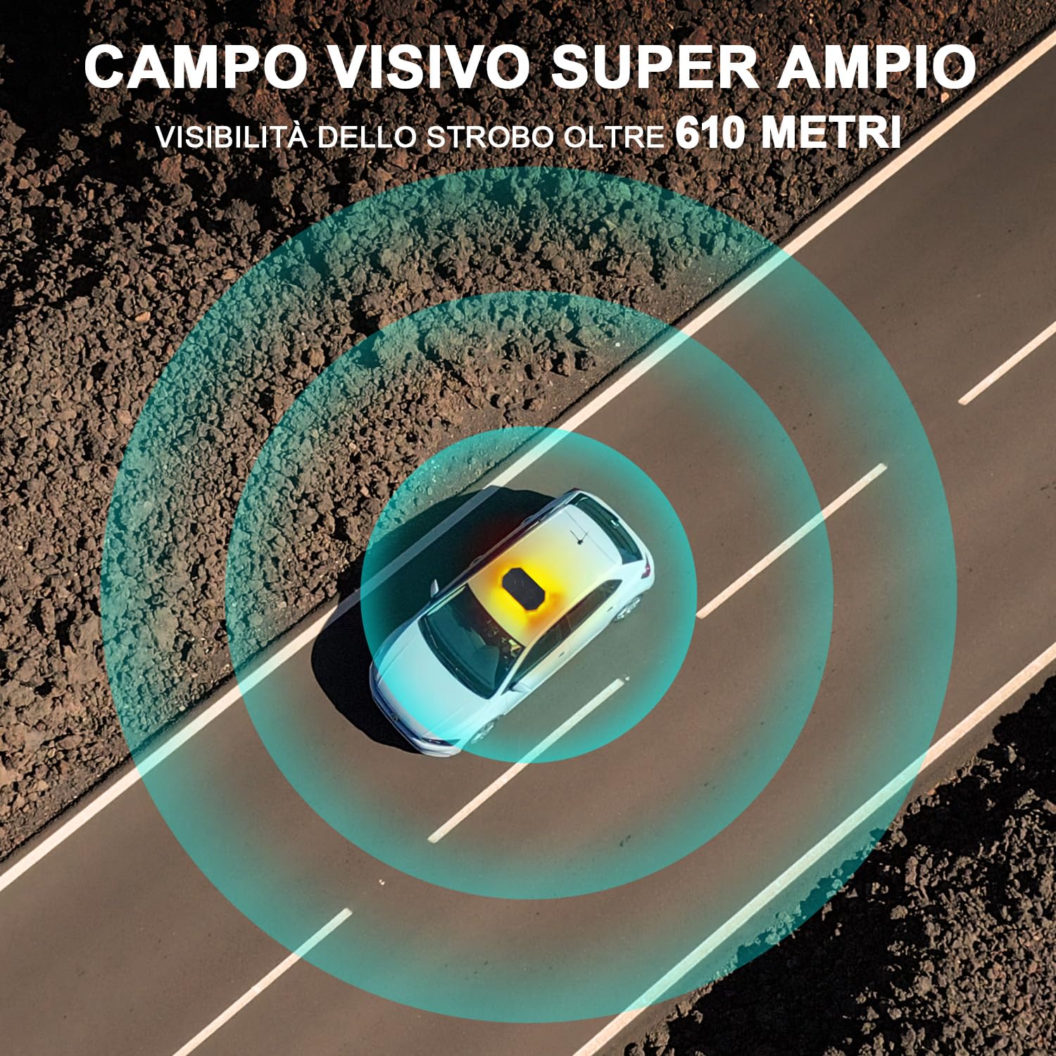 Lampeggiante Arancione a 42 LED con Magnete - Luce di Avvertimento 12V 24V, Cavo da 3,8 m, Impermeabile IP68, 38 Modalità per Camion, Attrezzature Edili, Agricoltura